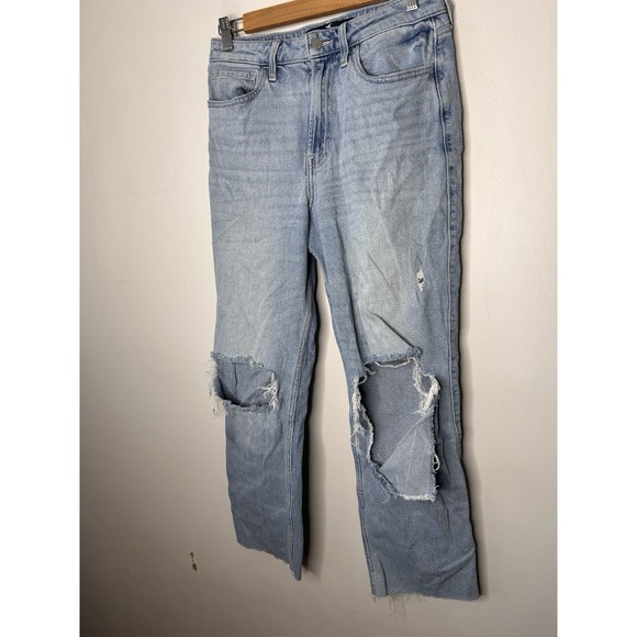 Hollister Ultra High Rise Vintage Straight Jeans Women 5R L27 W27 Blue Lightwash - Picture 2 of 7